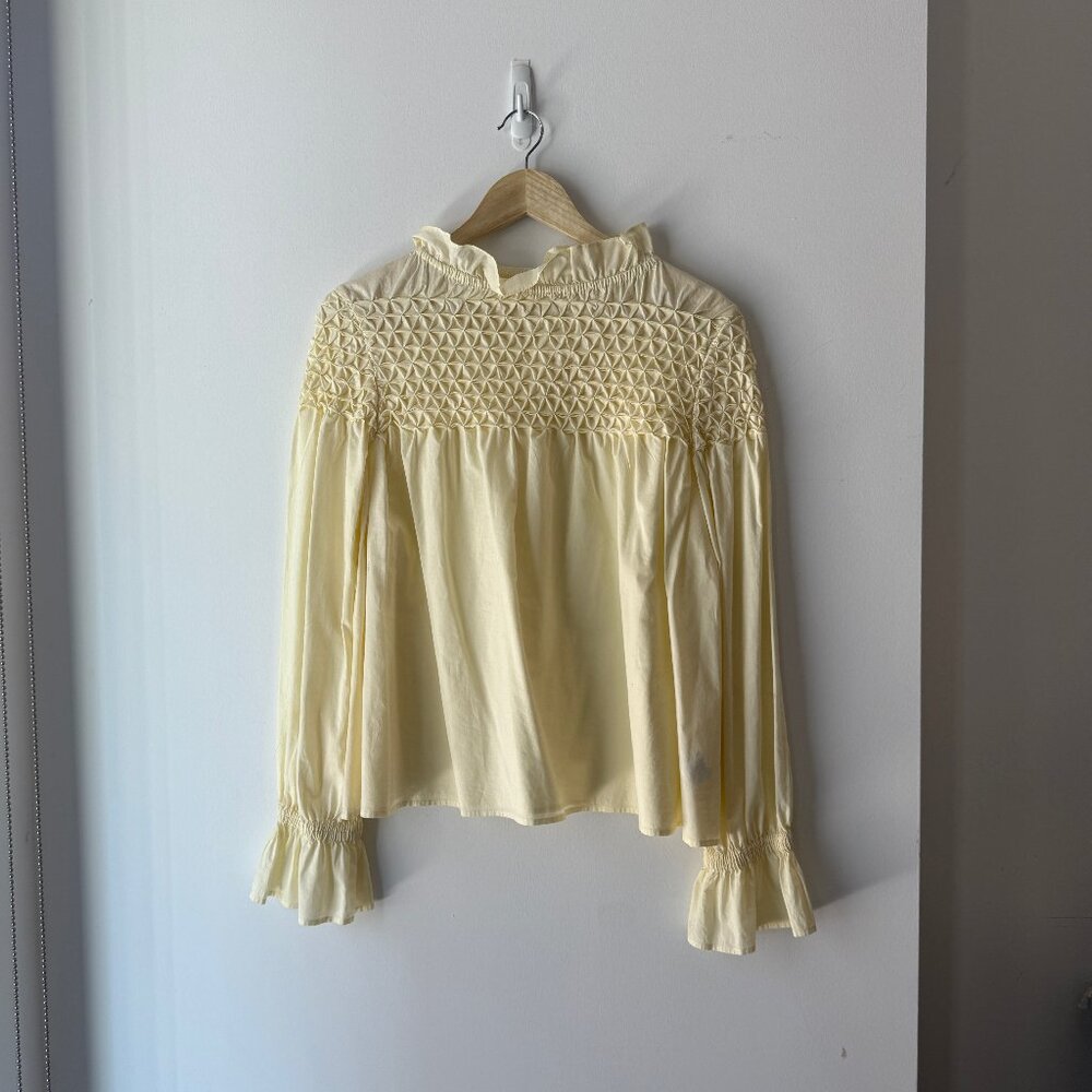 Merlette Majorelle Smocked Blouse – Pale Yellow